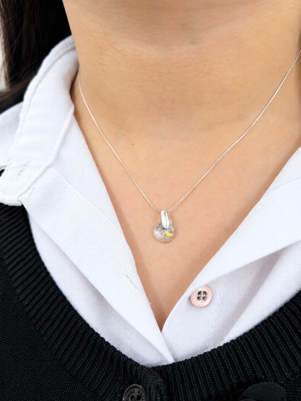 Producto - Conjunto cadena con dije rívoli cristal transparente plata 925