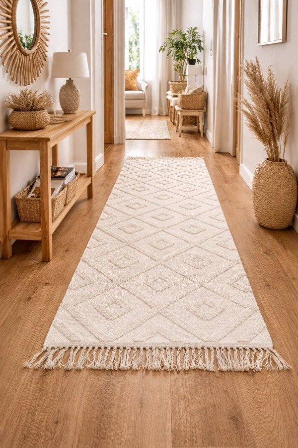 Producto - Alfombra tejida rombo 200x60