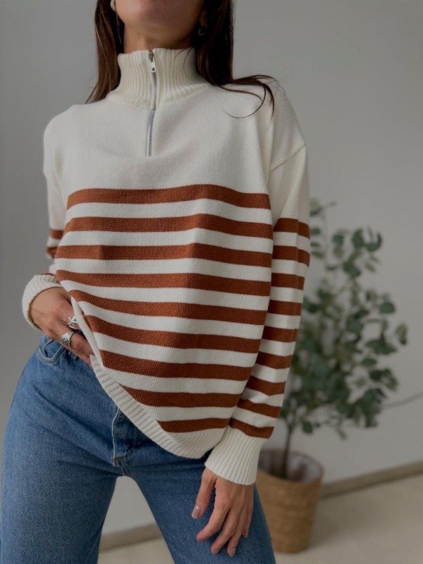 Producto - sweater c/cierre choco claro