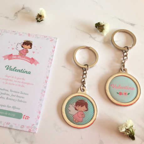 Producto - Souvenir PACK ESTAMPA CON LLAVERO CADENA PERSONALIZADO - BAUTISMO
