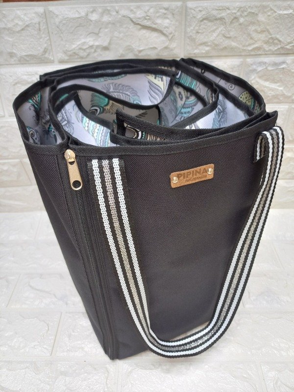 Producto - Bolso mantel negro con plumas