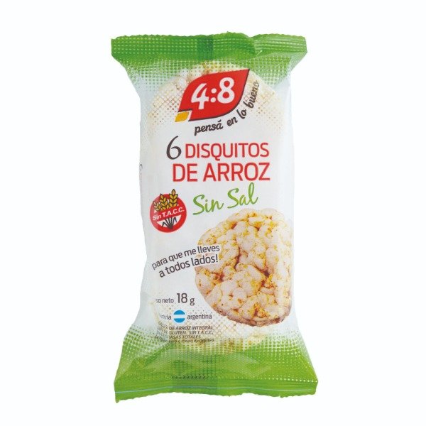 Producto - DISQUITOS DE ARROZ Sin Sal SIN TACC 18g x 6 uni 4 8 GALLETAS