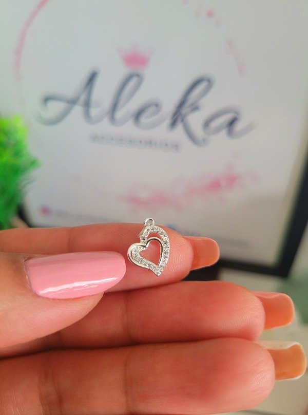 Producto - Dije corazón con micropave de Acero blanco