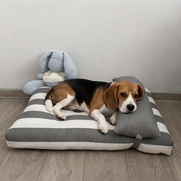 Producto - Colchonetas Rectangular con Almohadon Rayas Gris - 0