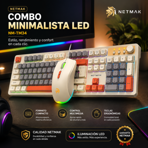 Producto - COMBO GAMER TECLADO Y MOUSE NETMAK USB NM-TM34