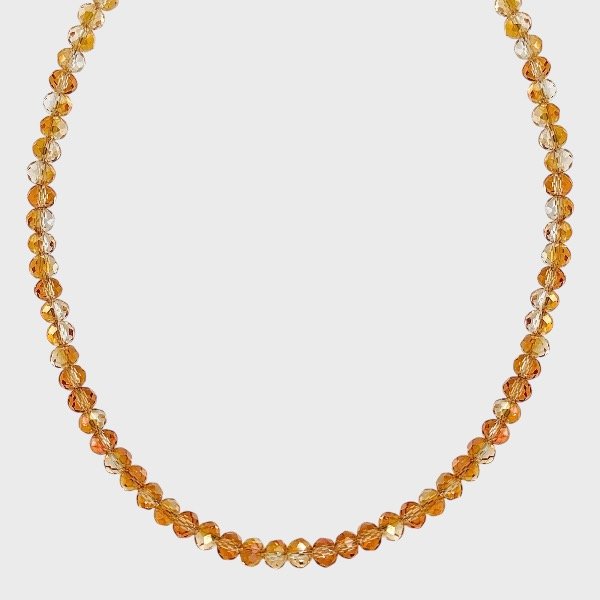 Producto - Collar de cristal checo y acero quirúrgico - 6mm - Caramelo - Dorado