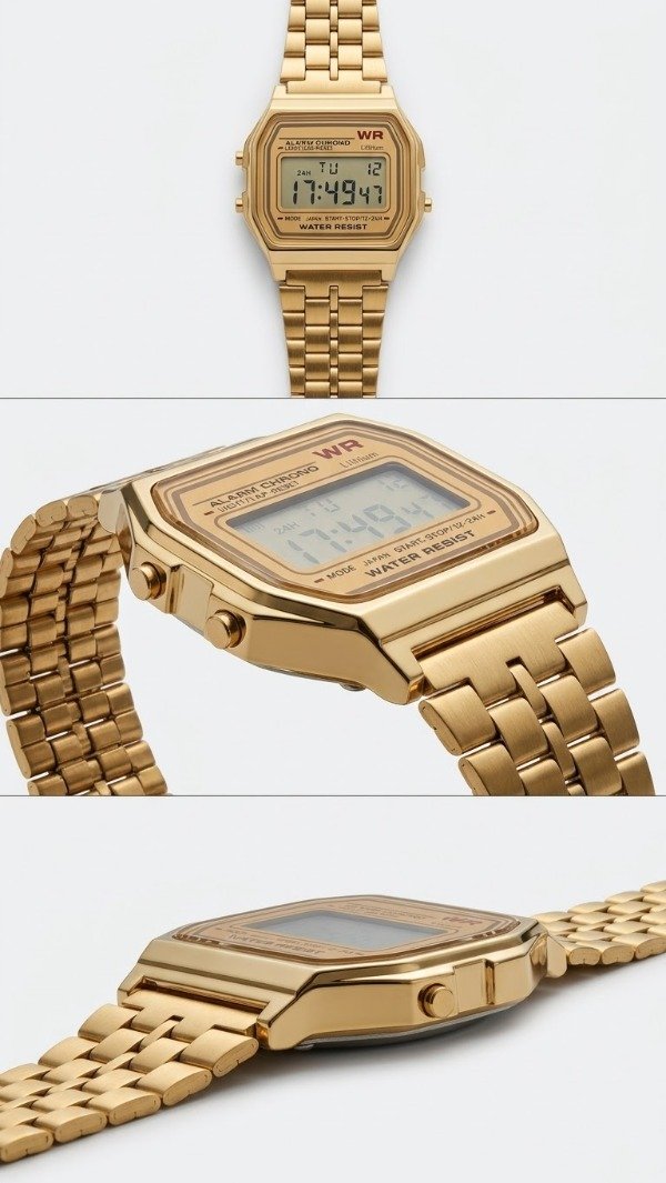 Producto - Reloj para hombre digital dorado estilo retro vintage - 1