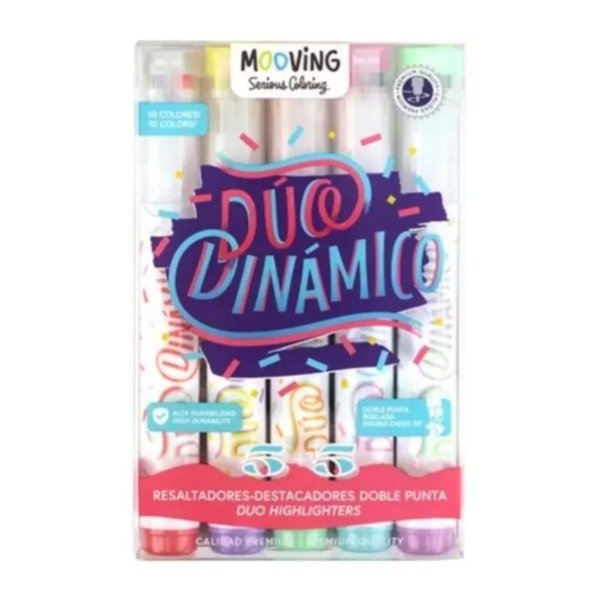 Producto - Resaltadores MOOVING COLORING DOBLE PUNTA x5