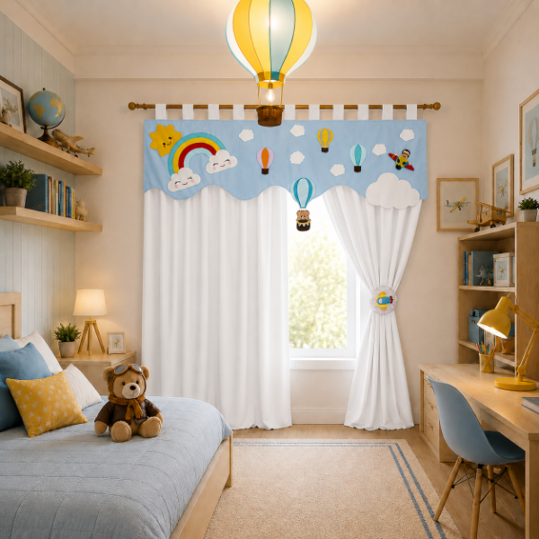 Producto - Cortinas Infantiles Personalizadas - Sueño Entre Las Nubes (Blanco) - 3