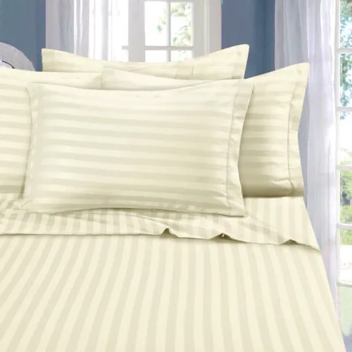 Producto - JUEGO DE SABANAS RAYADAS KING BEIGE