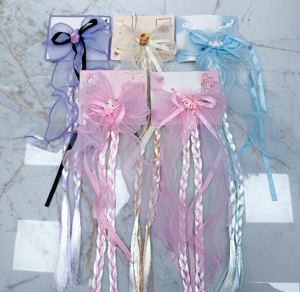 Producto - Hebillas moños tul con trenzas surtido pack x12u (WA016)