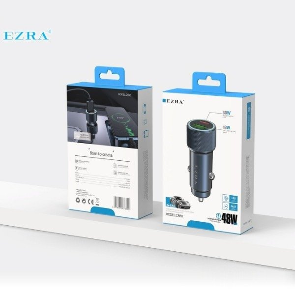 Producto - Adaptador de Metal Para Auto + Led RGB de 48W - 30W TPC - 18W USB CR68.