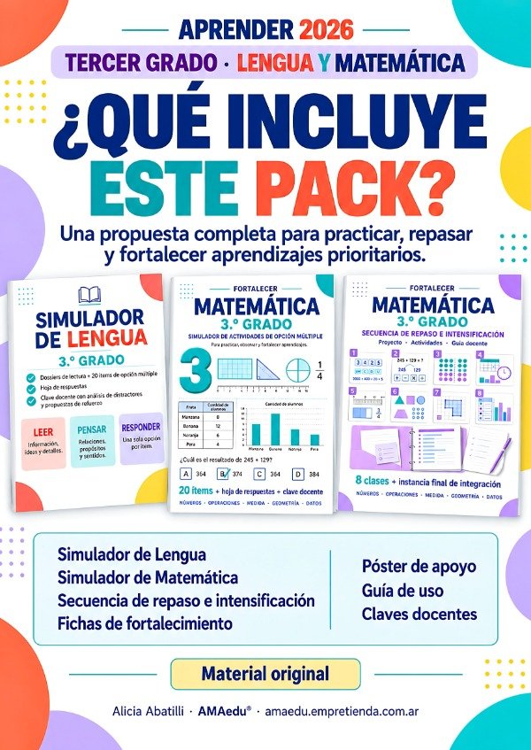 Producto - APRENDER 2026 - TERCER GRADO - LENGUA Y MATEMÁTICA - 1