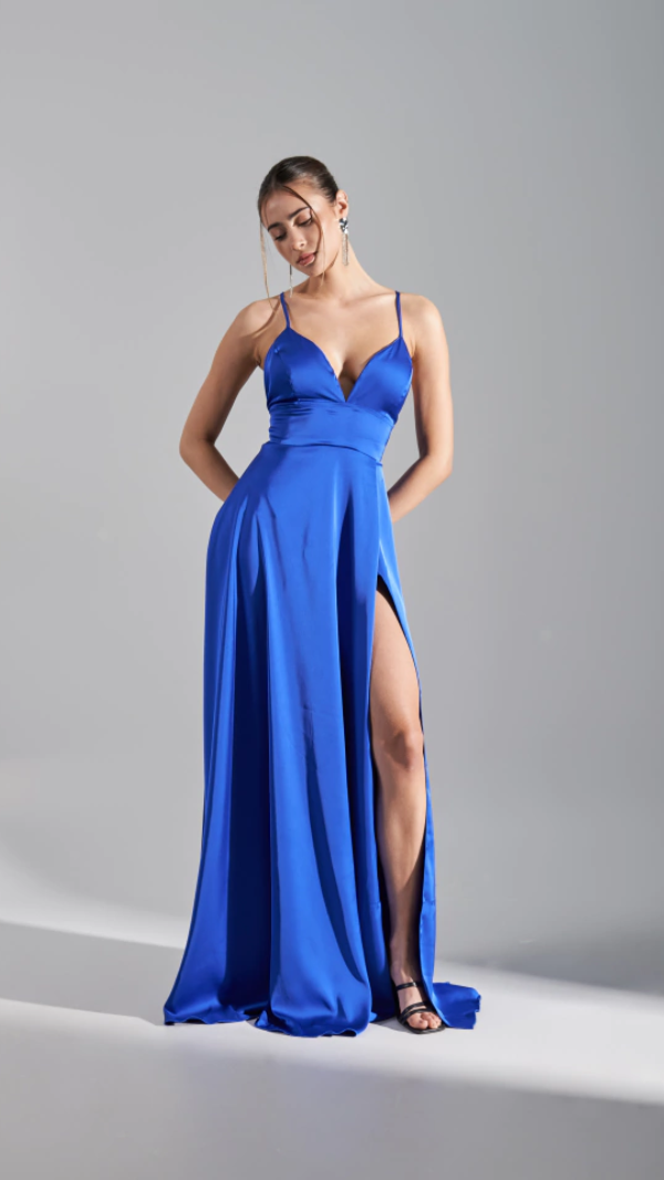 Vestido De Fiesta Azul Francia Largo Rosa Clará Vestidos Para