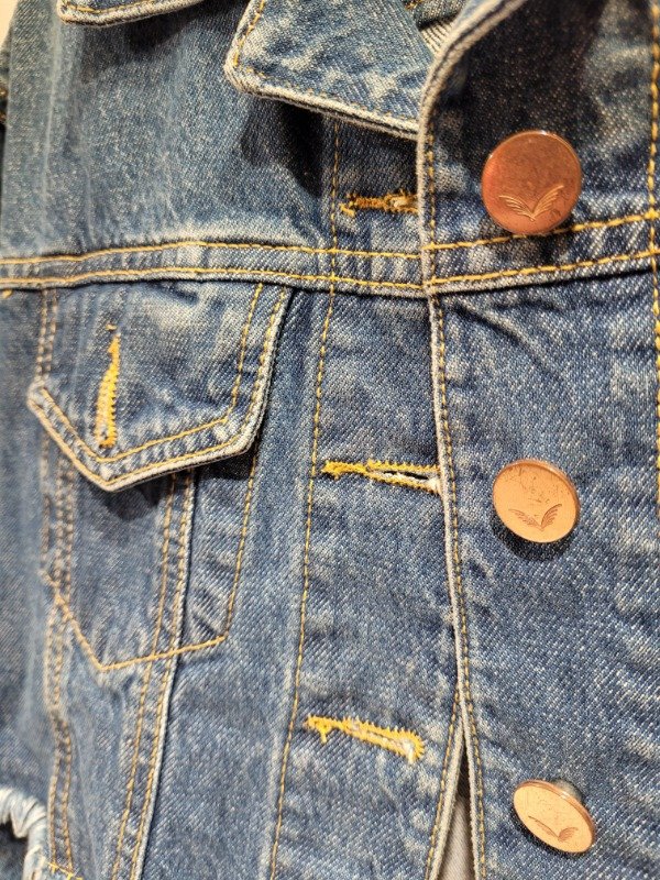 Producto - Campera RAPSODIA de jean azul corta desflecada Talle 18 años - PRECIO: 56X - 2