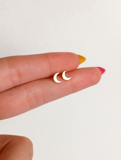 Producto - Aros miniatura lunas - Acero dorado