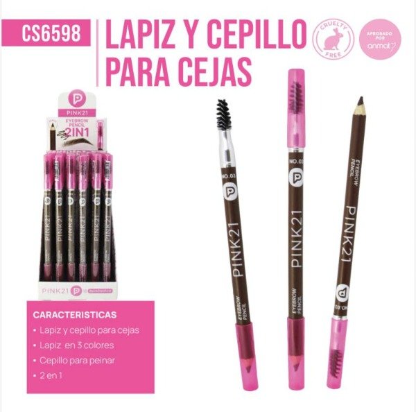 Producto - LÁPIZ Y CEPILLO PARA CEJA - PINK 21