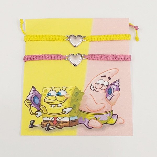 Producto - Pulseras bob esponja corazon relleno x2