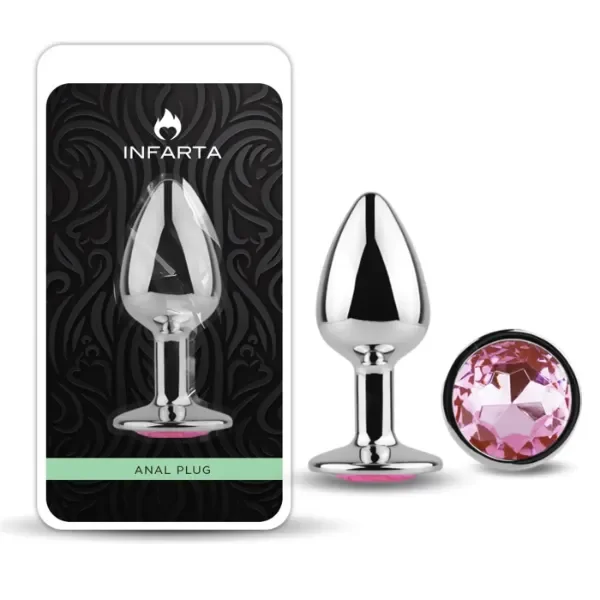 Producto - Plug metal con gema rosa S