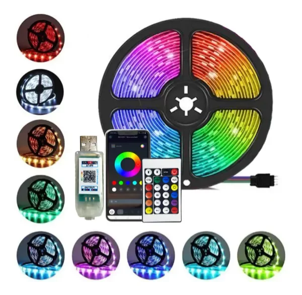 Producto - TIRA LUZ LED 5050 RGB 5M BLUETOOTH AUDIORÍTMICA CON CONTROL