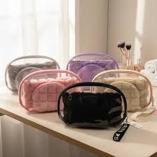 Producto - SET DE 3 NECESER PORTA COSMETICOS TRANSPARENTE Y PELUCHE 18X24 - 0