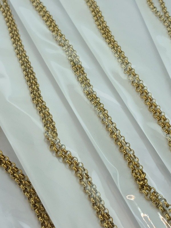 Producto - Cadena Dorada por UNIDAD tamaño de 50 cm acero quirúrgico 3.0MM