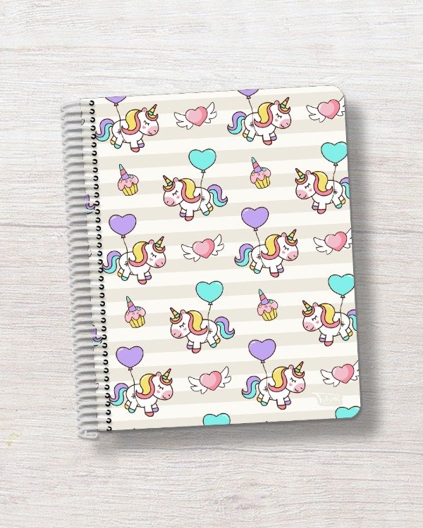 Producto - Cuaderno N3 rayado tapa rígida plástica 100h dis. dulces unicornios
