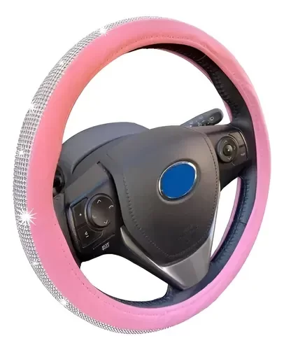 Producto - CUBRE VOLANTE CUERINA ROSA CON STRAS