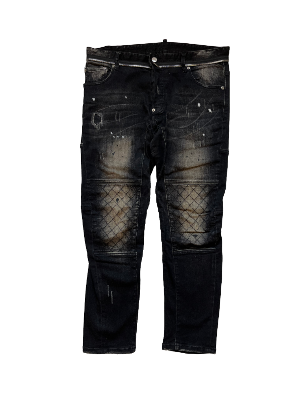 Producto - Dsquared2 Distressed Paint Splatter Biker Denim Jeans - 0