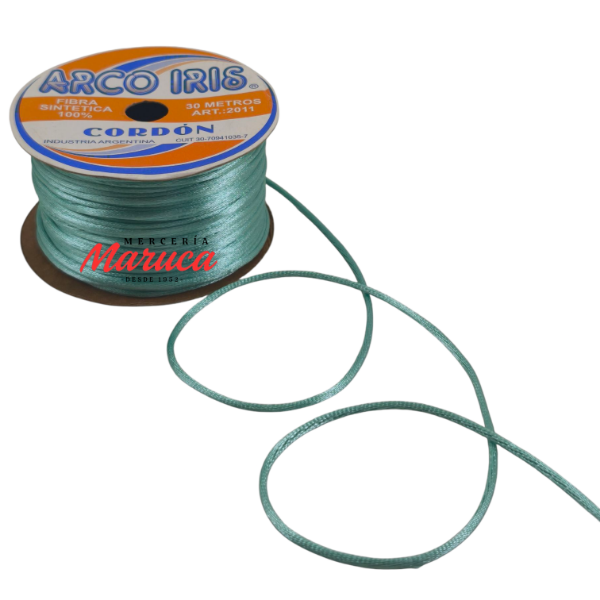 Producto - Cordón Raso 2mm Arco Iris 2011 Verde Agua.
