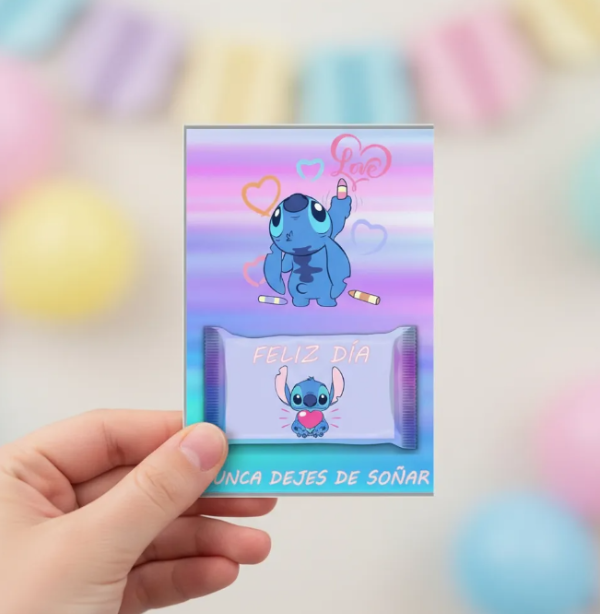 Producto - Kit Imprimibles X 4 Tarjeta Y Chocolatín Stitch Y Angel