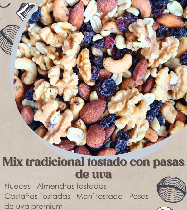 Producto - Mix tradicional tostado con pasas de uva morochas