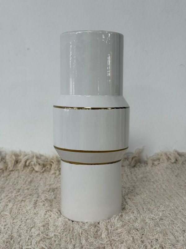 Producto - Jarron LUX blanco+dorado brillante