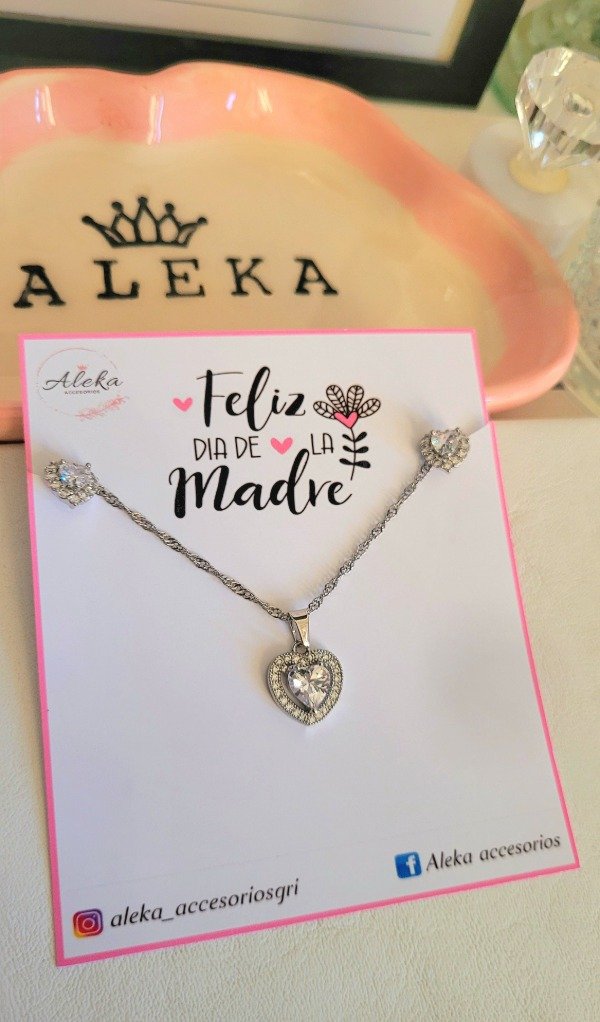 Producto - Conjunto collar y aros con cubic y micropavé de acero quirúrgico - 2