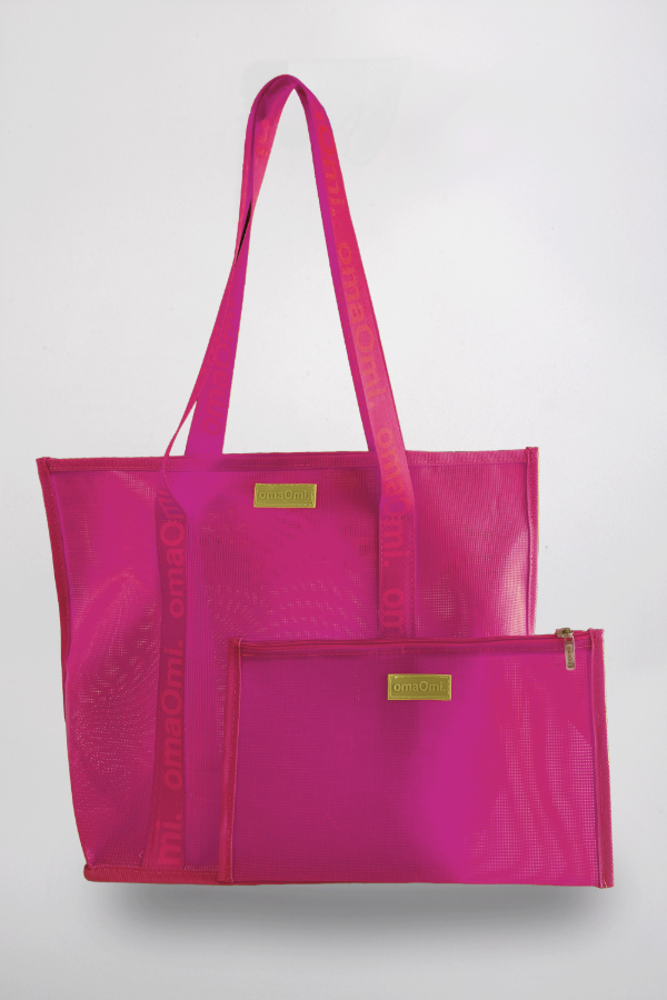 Producto - Combo Bolso Tote PVC Summer Flower Fucsia + Pouch