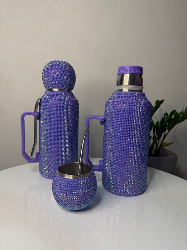 Producto - Set termo 1.3 L + mate + bombilla (azul)