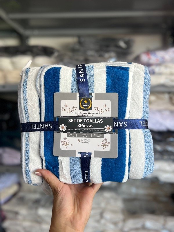 Producto - Toallon 3 piezas azul