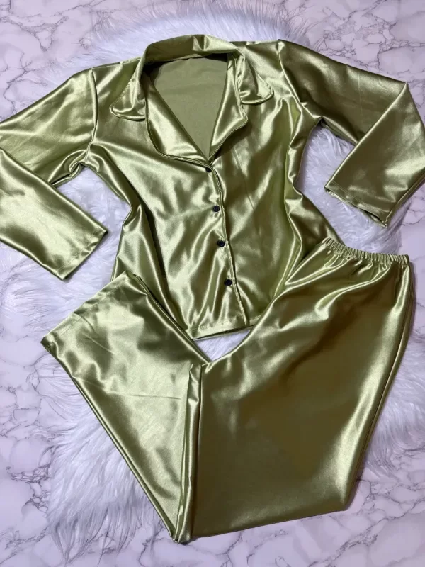 Producto - Camisero saten verde adultos mangal larga - 0