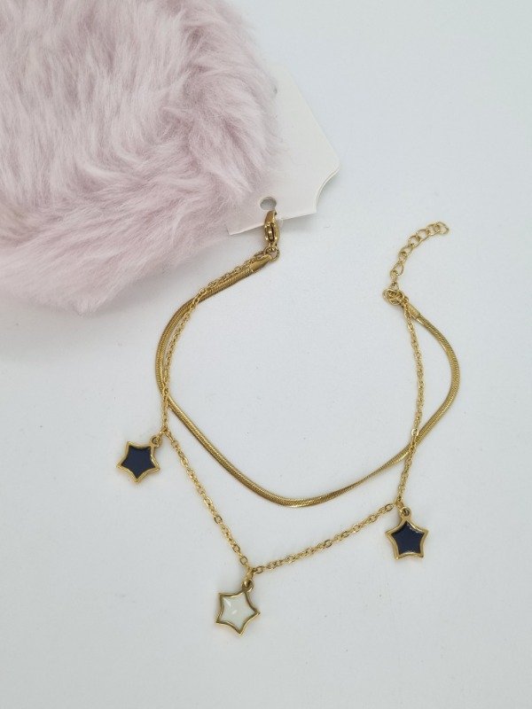 Producto - Pulsera acero dorado 3 estrellas esmalt APUDI330