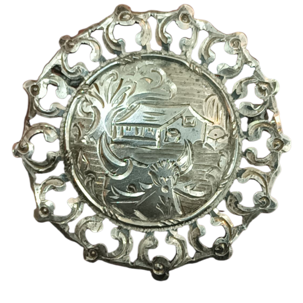 Producto - Antiguo prendedor de plata 4cm diámetro