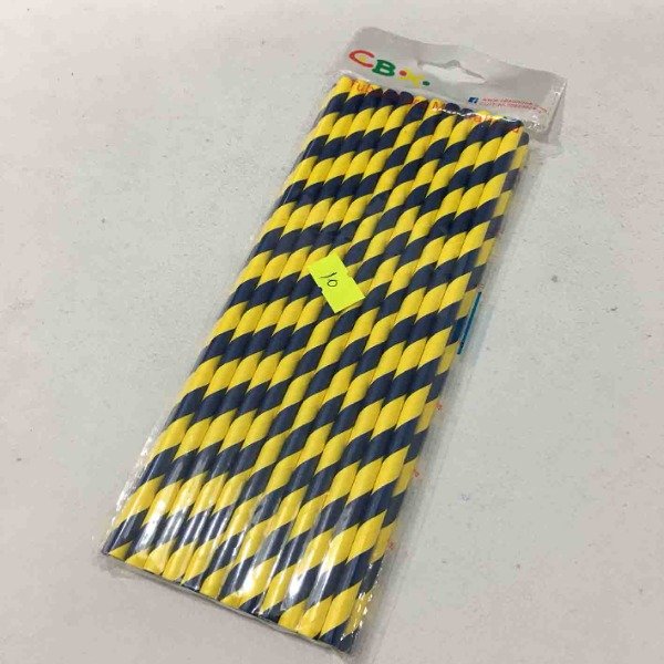 Producto - sorbete rayado boca azul amarillo polipapel x 25 un