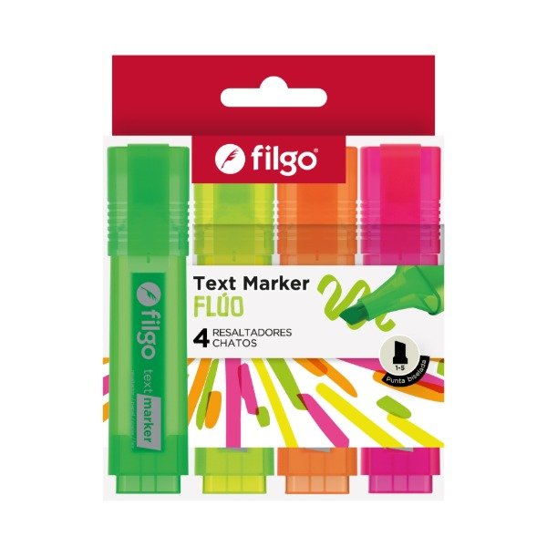 Producto - Resaltador chato Text Marker  x4 fluo