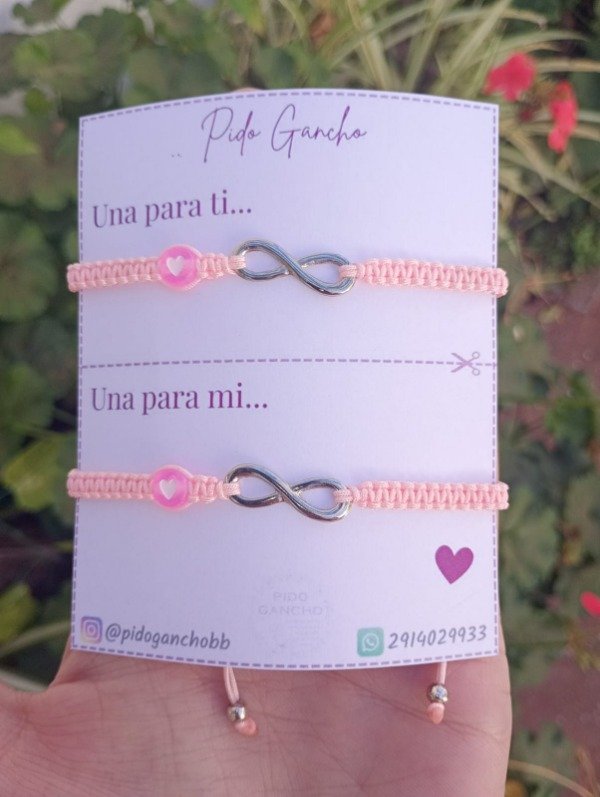 Producto - Set 2 pulseras rosa, infinito (para compartir)