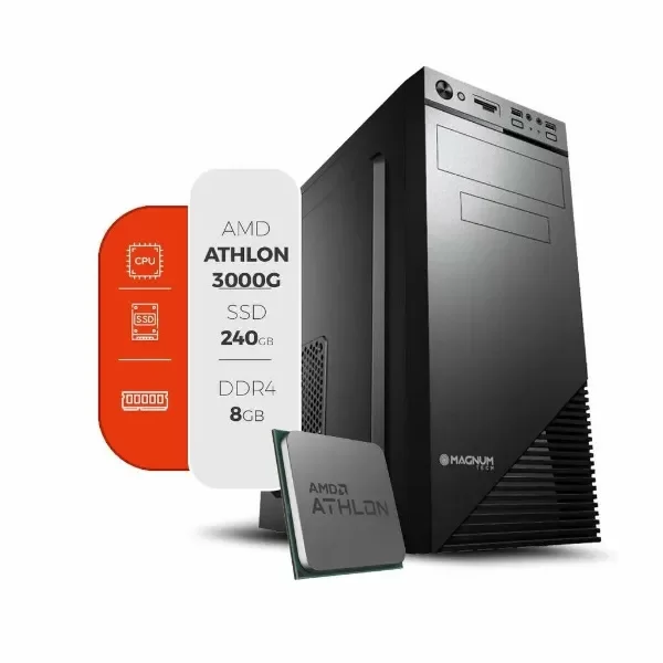 Producto - PC AMD Athlon 3000G + 8 GB DDR4 + SSD 240 GB + Gabinete KIT
