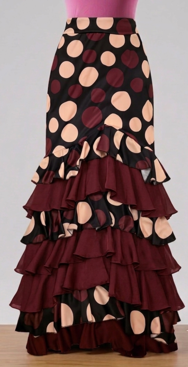 Producto - FALDA MONETA NEGRA LUNARES Y VOLADOS BORSO TM/L