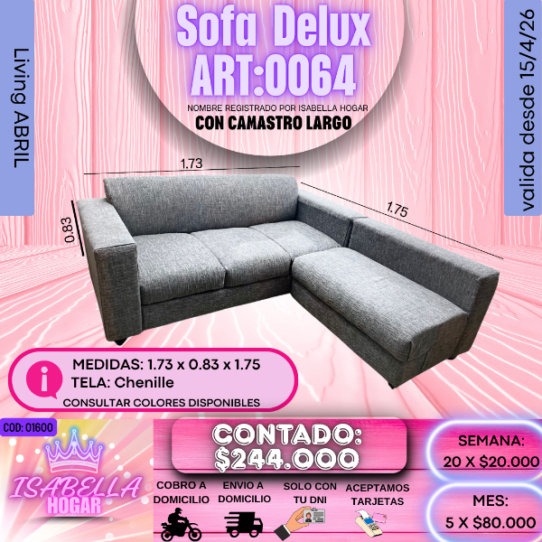 Producto - SOFA DELUX CON CAMASTRO LARGO