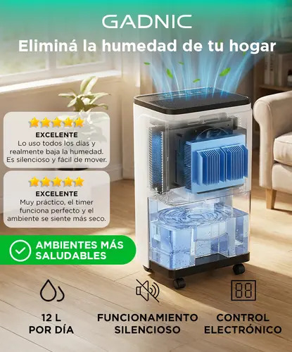 Producto - Deshumidificador Portatil -12L/dia -210W -tanque 2.5L -bajo ruido 46dB - - 1