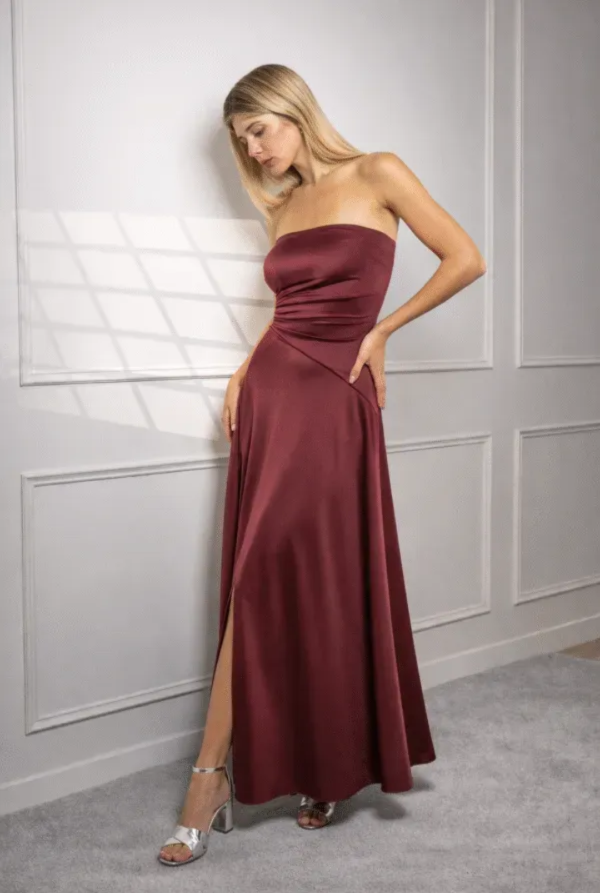 Producto - Vestido de  Fiesta Largo con Tajo Elegante Chocolate - 6