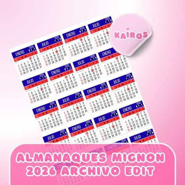 Producto - ALMANAQUES MIGNON ARCHIVO EDITABLE 5x29.7cm