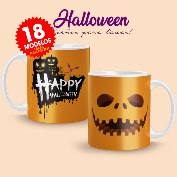 Producto - Plantillas Tazas Halloween Diseños para Sublimar #t581